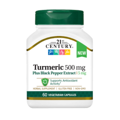 Turmeric Plus Black Pepper Extract 60 веге капсули | 21st Century