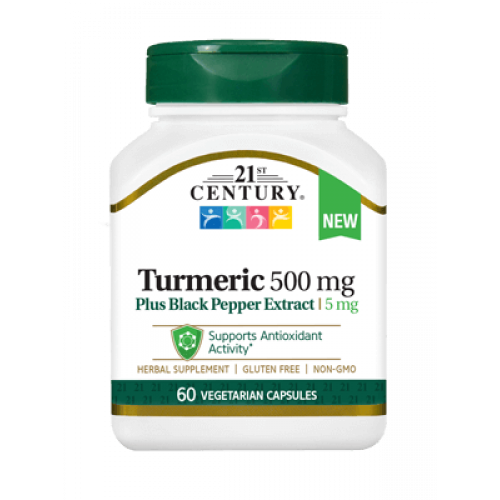 Turmeric Plus Black Pepper Extract 60 веге капсули | 21st Century на марката 21st Century Vitamins от вносител и дистрибутор.