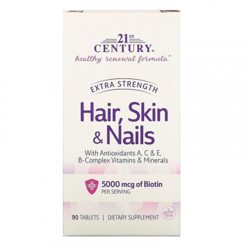 Hair, Skin & Nails Extra Strength 90 Tablets | 21st Century на марката 21st Century Vitamins от вносител и дистрибутор.