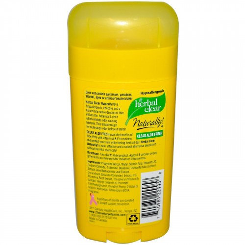 Herbal Clear Aloe Fresh Натурален дезодорант 75 гр | 21st Century на марката 21st Century Vitamins от вносител и дистрибутор.