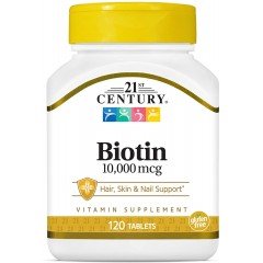 Biotin 10,000 mcg 120 Tablets | 21st Century