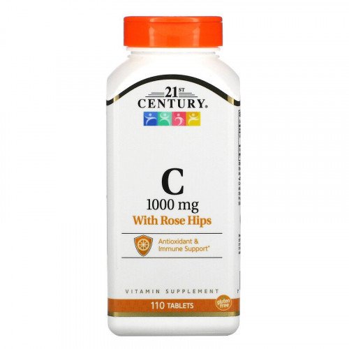 Витамин C 1000 мг 110 таблетки с Шипка | 21st Century на марката 21st Century Vitamins от вносител и дистрибутор.