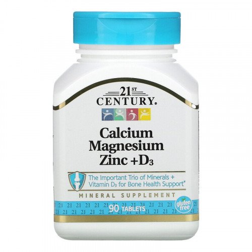 Калций Магнезий Цинк + Витамин D | 90 таблетки | 21st Century на марката 21st Century Vitamins от вносител и дистрибутор.