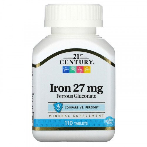 Желязо 27 мг 110 таблетки | 21st Century на марката 21st Century Vitamins от вносител и дистрибутор.