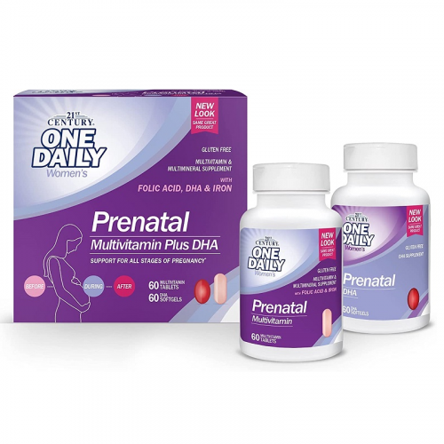 Витамини за бременни PreNatal + DHA 60 + 60 таблетки  | 21st Century на марката 21st Century Vitamins от вносител и дистрибутор.
