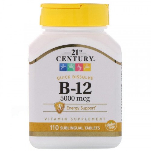 Витамин B-12 5000 мкг 110 подезични таблетки | 21st Century на марката 21st Century Vitamins от вносител и дистрибутор.