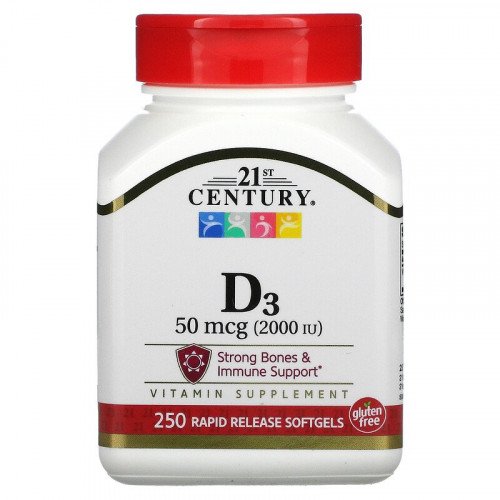 Витамин Д3 2000 IU 250 дражета | 21st Century на марката 21st Century Vitamins от вносител и дистрибутор.