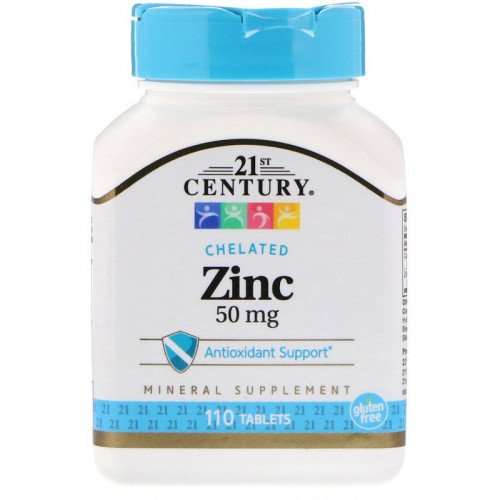 Цинк 50 мг 110 таблетки | 21st Century на марката 21st Century Vitamins от вносител и дистрибутор.